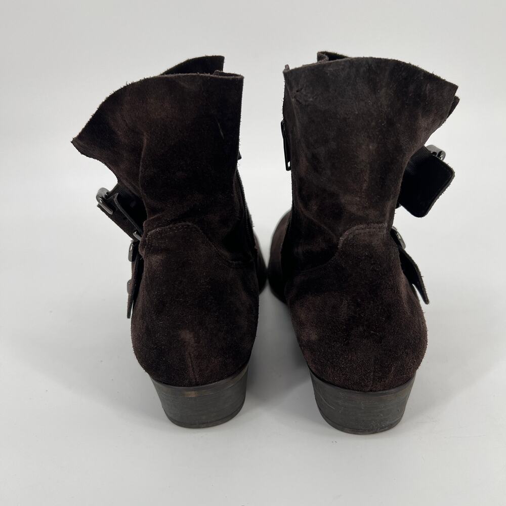 Paul Green Denver Belted Biker Boot Womens US 9.5 UK 7 Brown Suede Leather FLAW - Picture 3 of 10